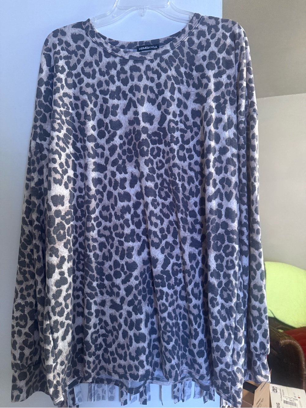 HEIMISH USA Gray Leopard Print Long Sleeve Tee